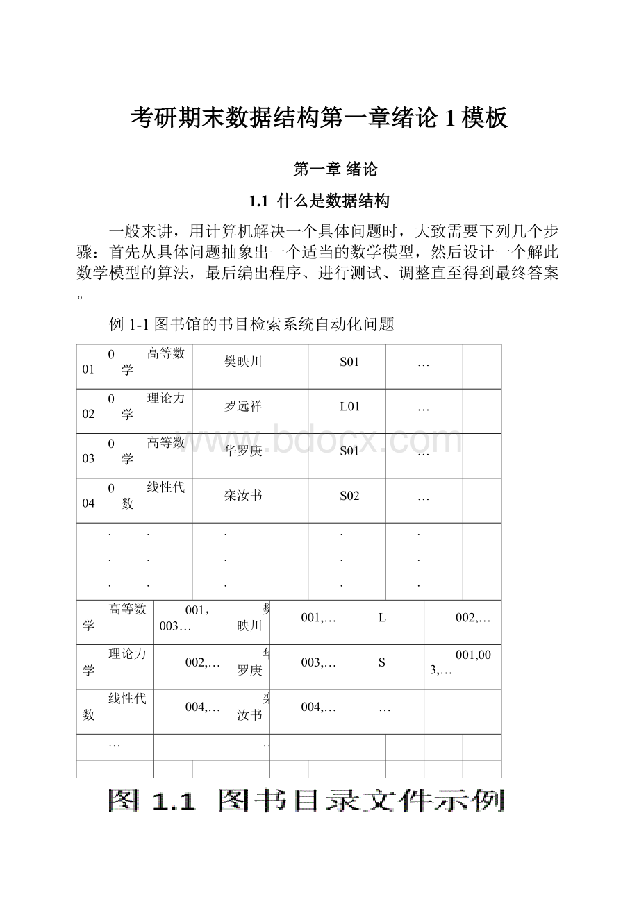 考研期末数据结构第一章绪论1模板.docx_第1页