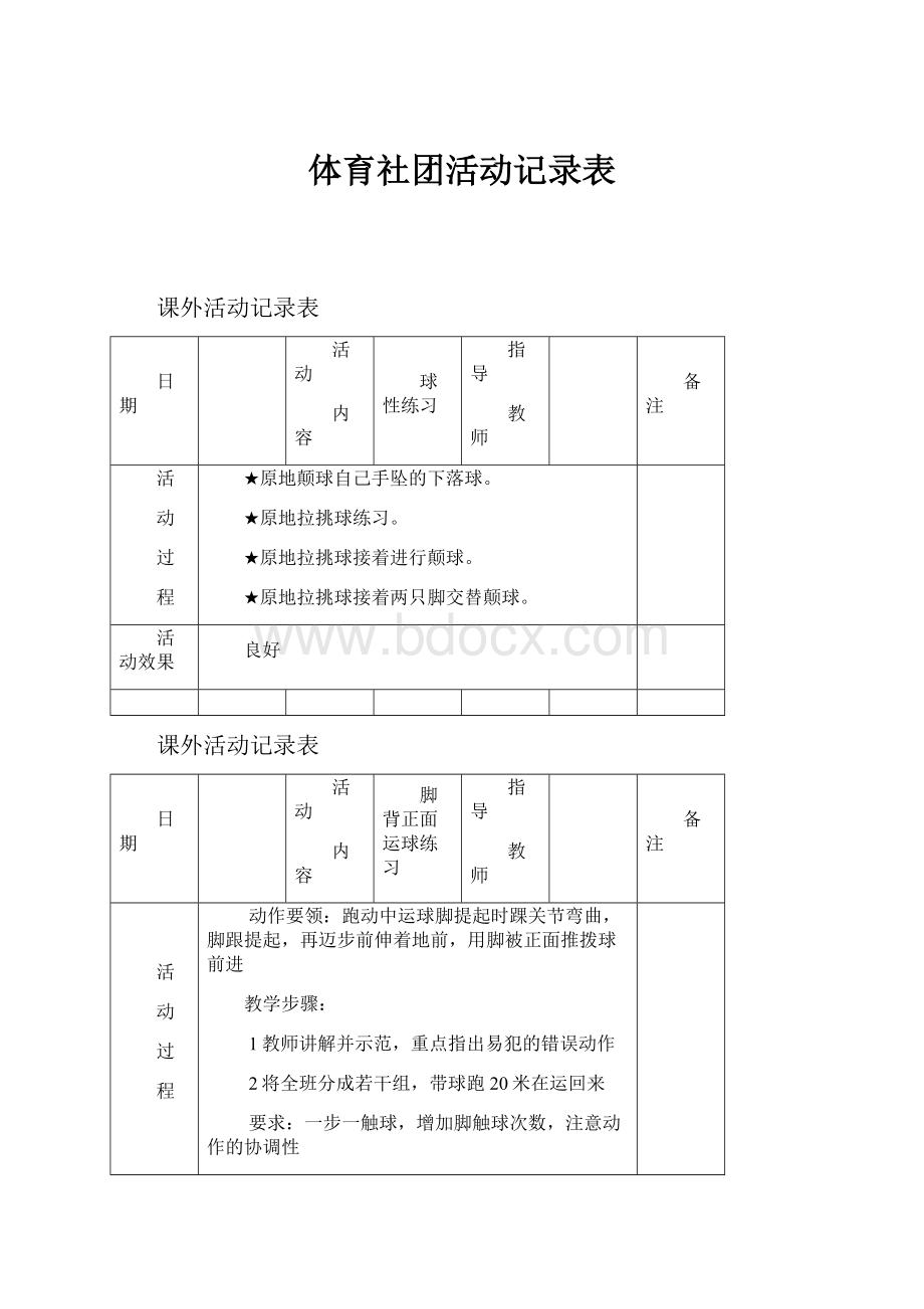 体育社团活动记录表.docx