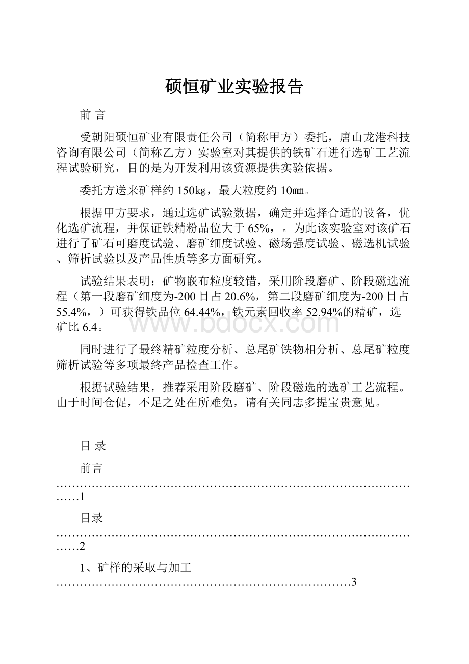 硕恒矿业实验报告.docx_第1页