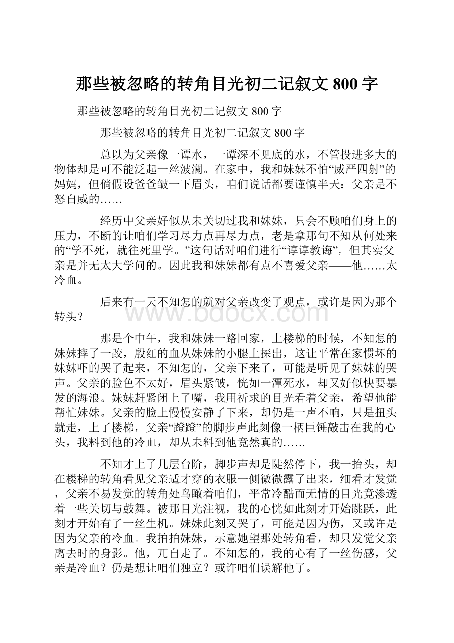 那些被忽略的转角目光初二记叙文800字.docx