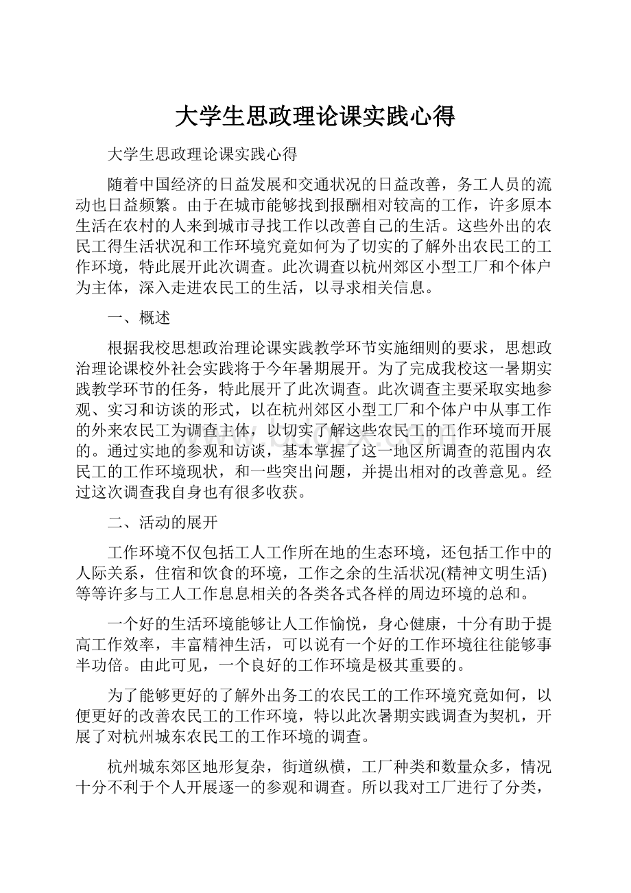 大学生思政理论课实践心得.docx