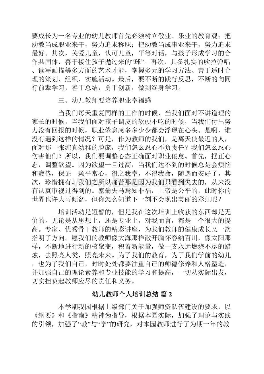 精编幼儿教师个人培训总结汇编五篇.docx_第2页