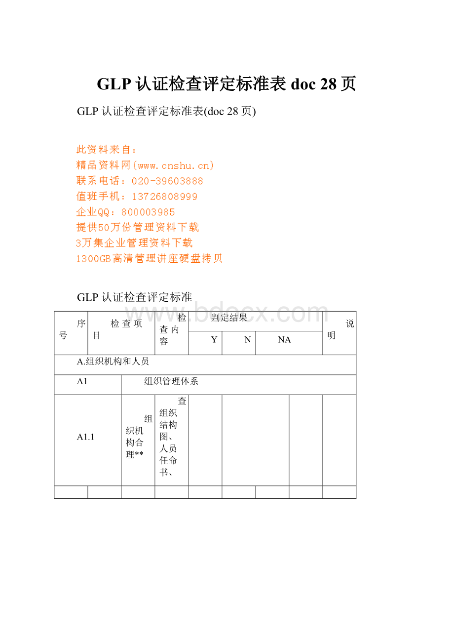 GLP认证检查评定标准表doc 28页.docx