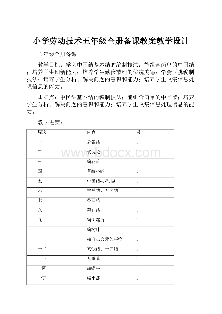 小学劳动技术五年级全册备课教案教学设计.docx