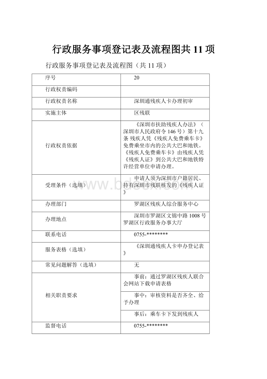 行政服务事项登记表及流程图共11项.docx_第1页