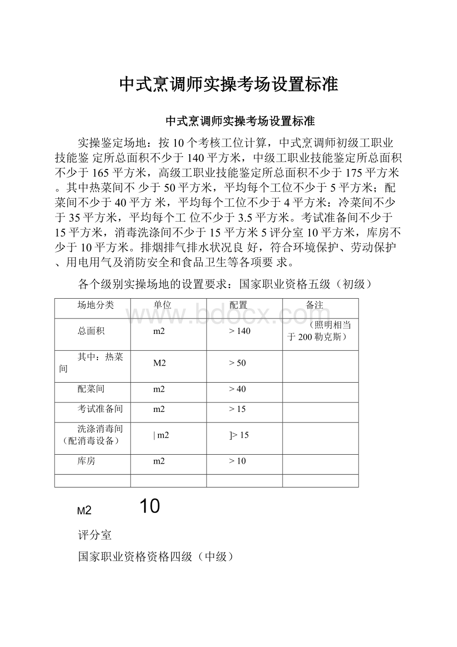 中式烹调师实操考场设置标准.docx