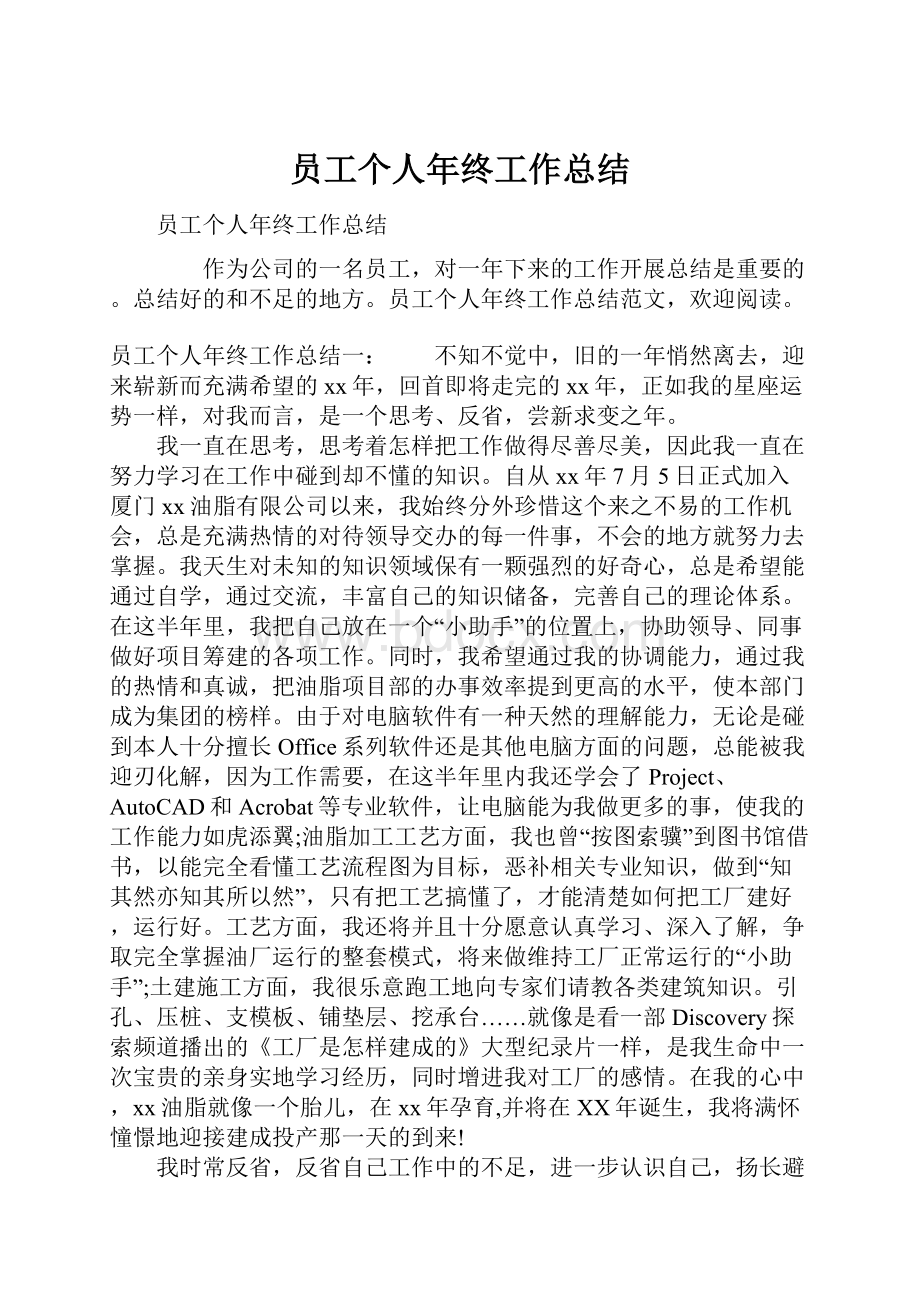 员工个人年终工作总结.docx