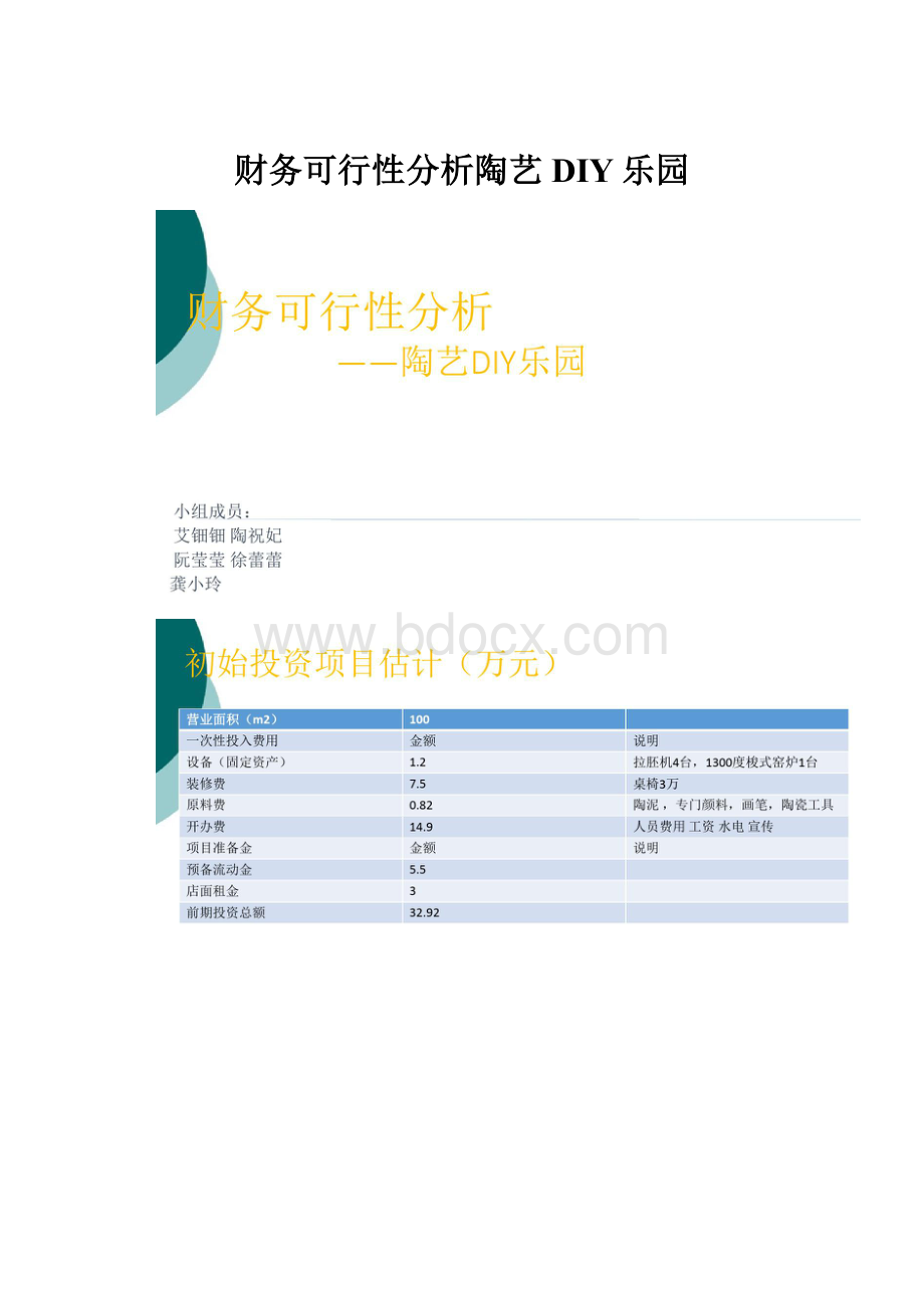财务可行性分析陶艺DIY乐园.docx