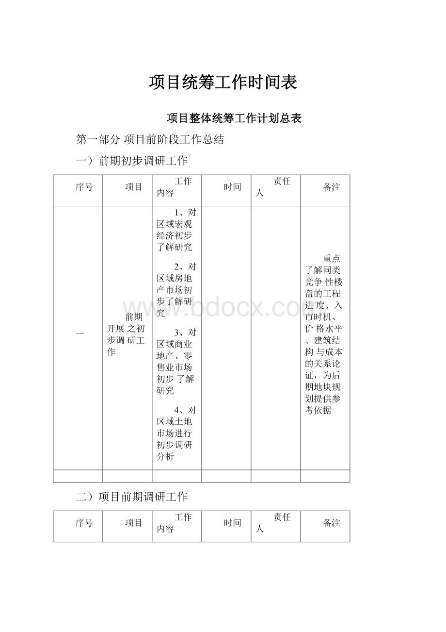 项目统筹工作时间表.docx