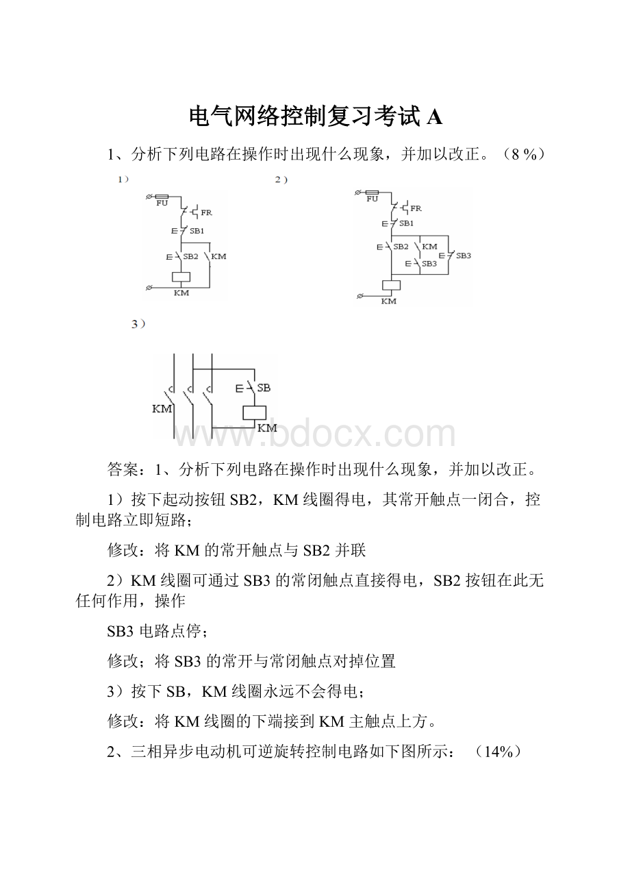 电气网络控制复习考试A.docx