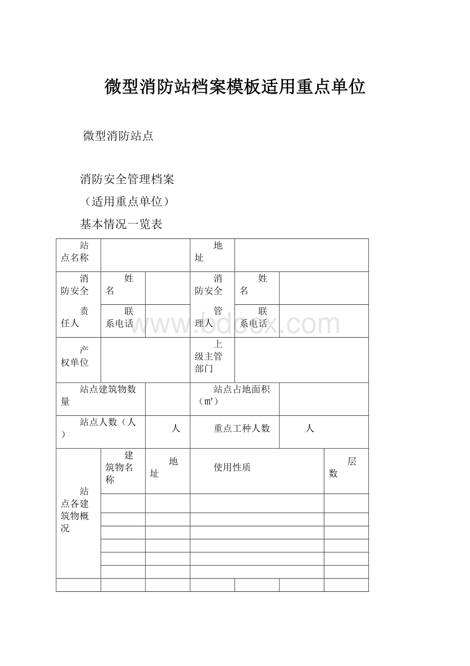 微型消防站档案模板适用重点单位.docx_第1页