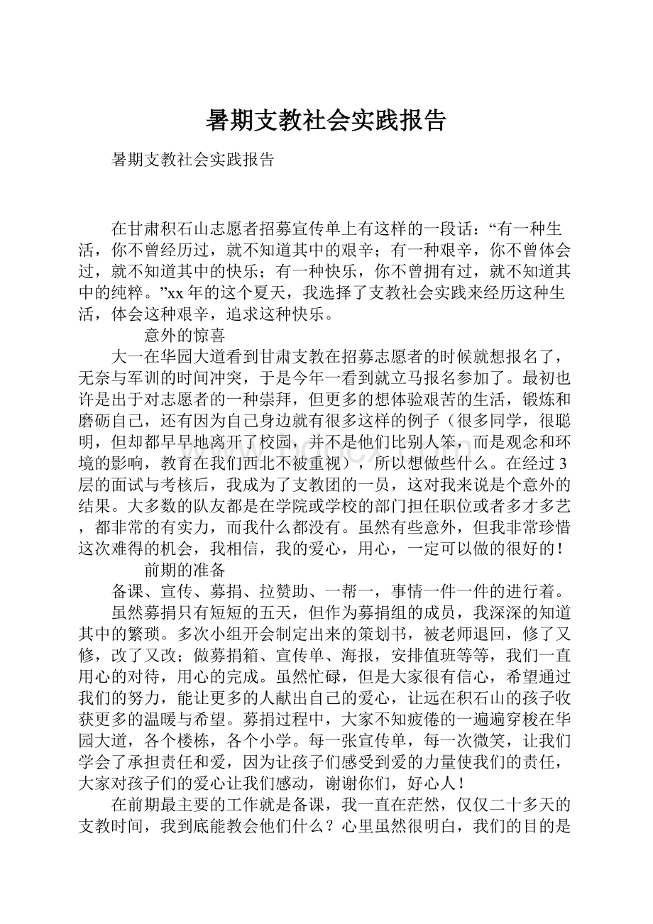 暑期支教社会实践报告.docx