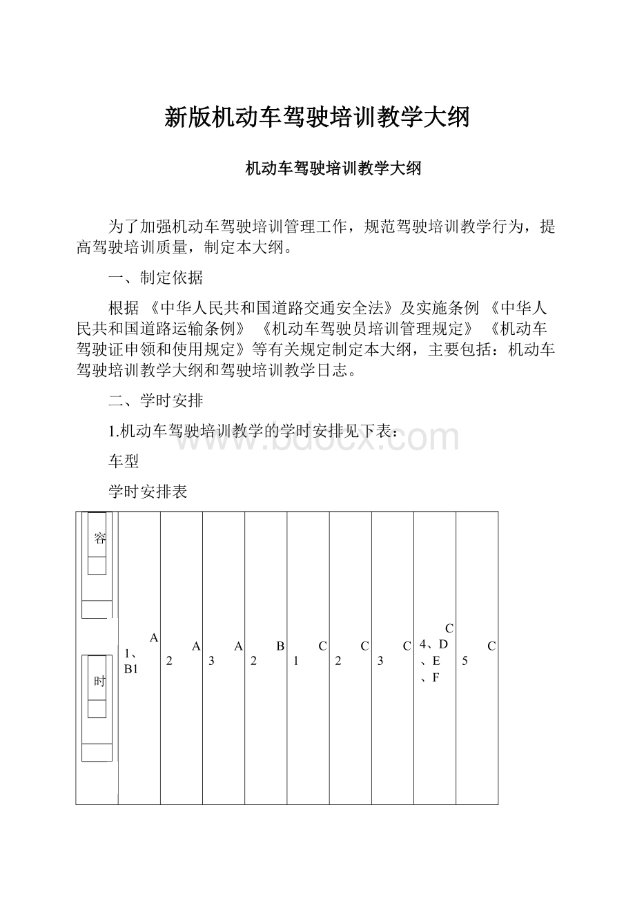 新版机动车驾驶培训教学大纲.docx_第1页