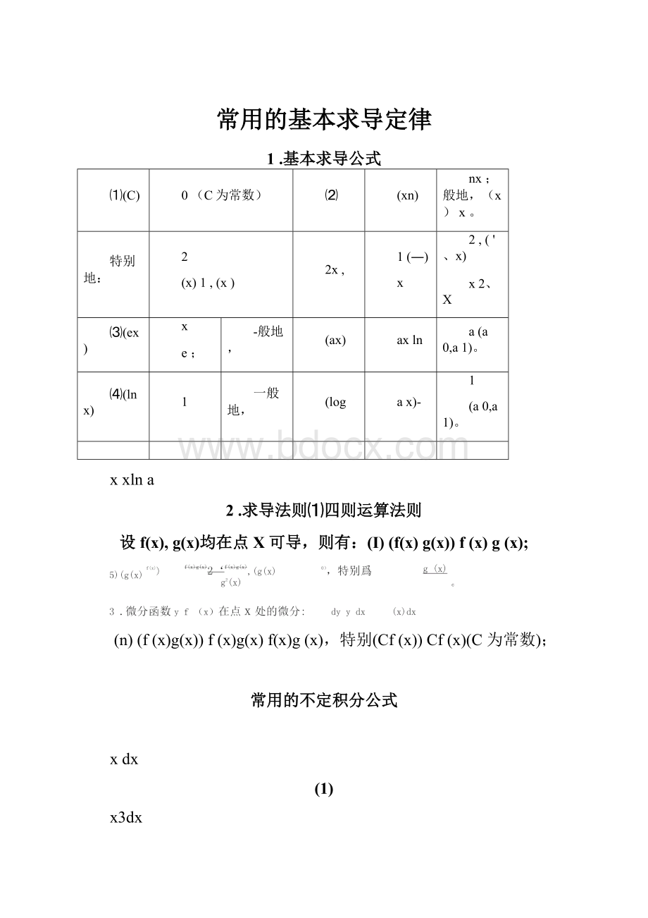 常用的基本求导定律.docx