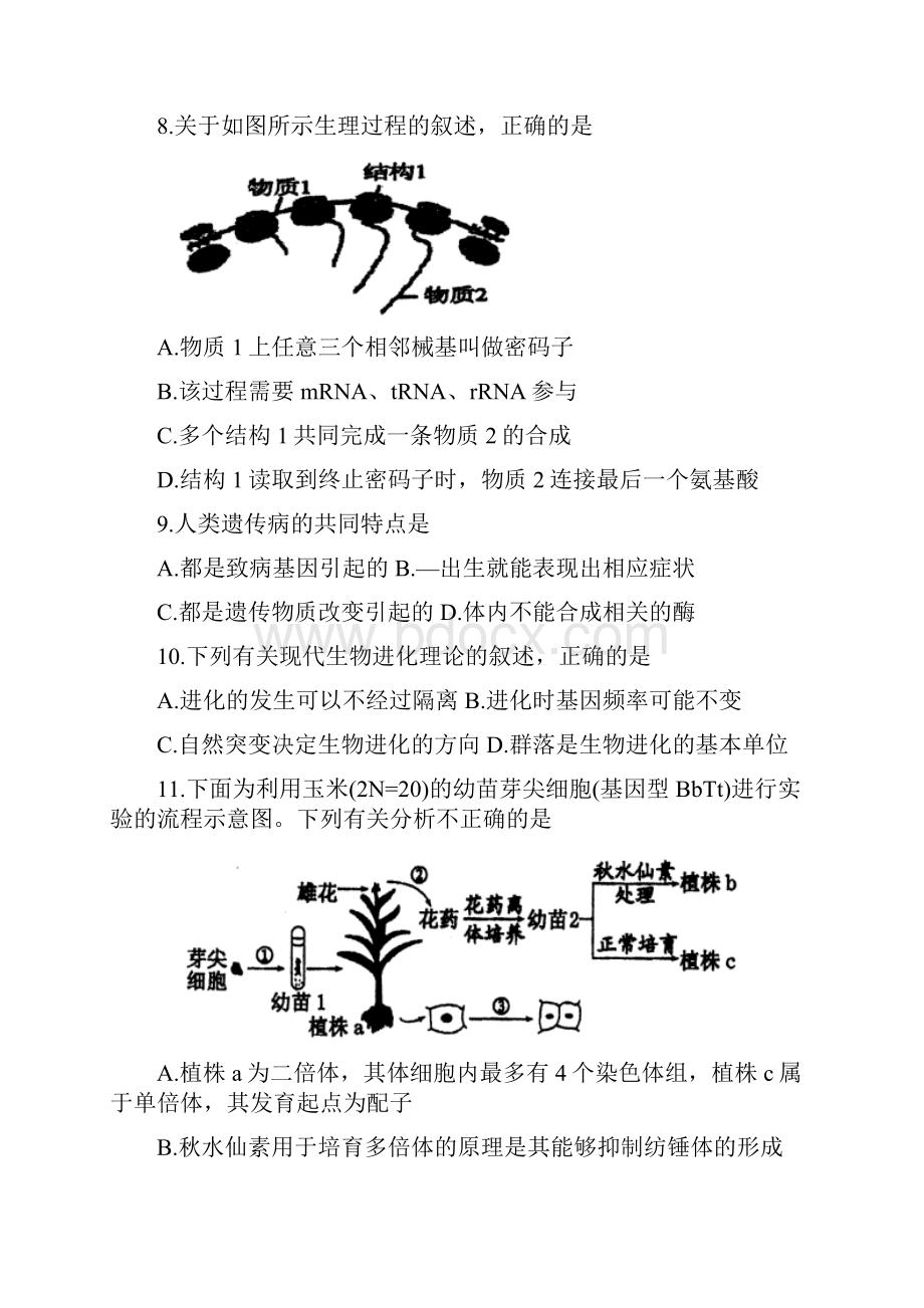 泰州中学高三下学期期初考试生物试题含答案.docx_第3页