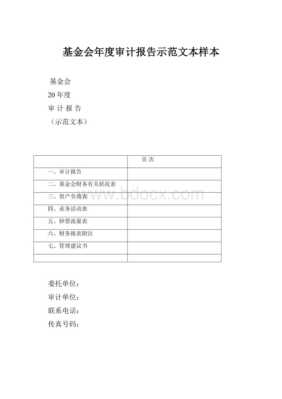 基金会年度审计报告示范文本样本.docx_第1页