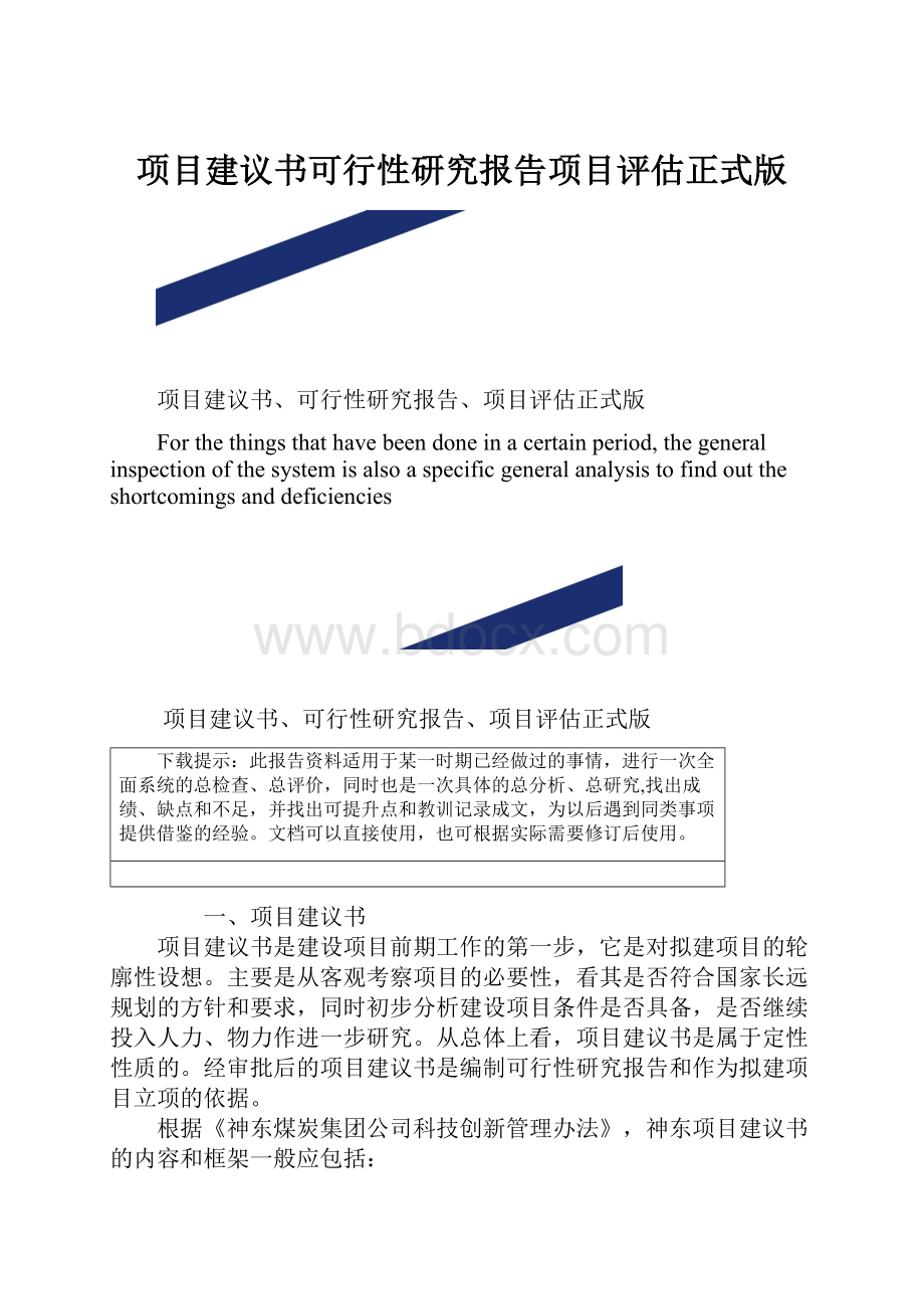 项目建议书可行性研究报告项目评估正式版.docx