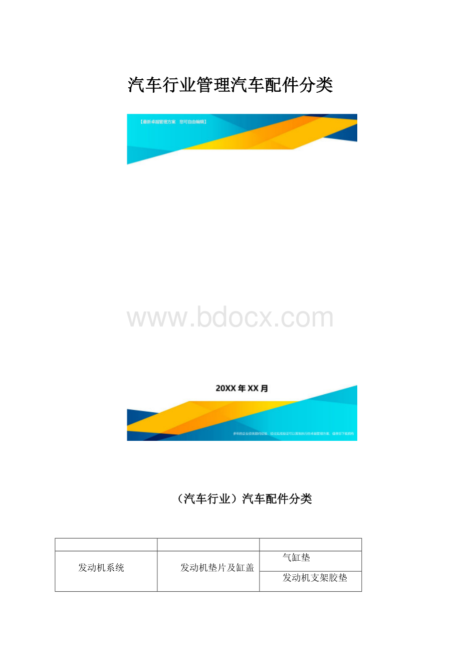 汽车行业管理汽车配件分类.docx