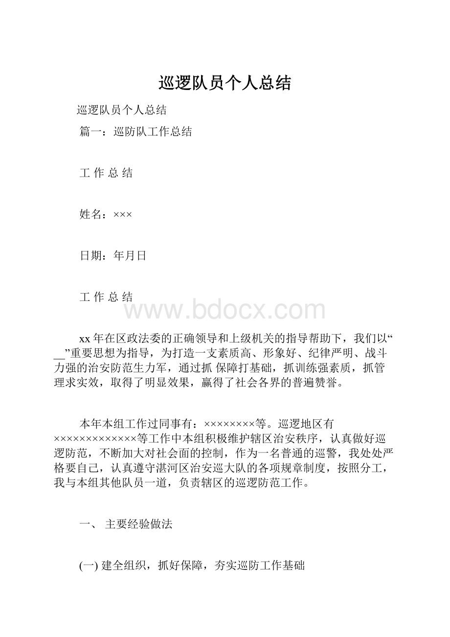 巡逻队员个人总结.docx