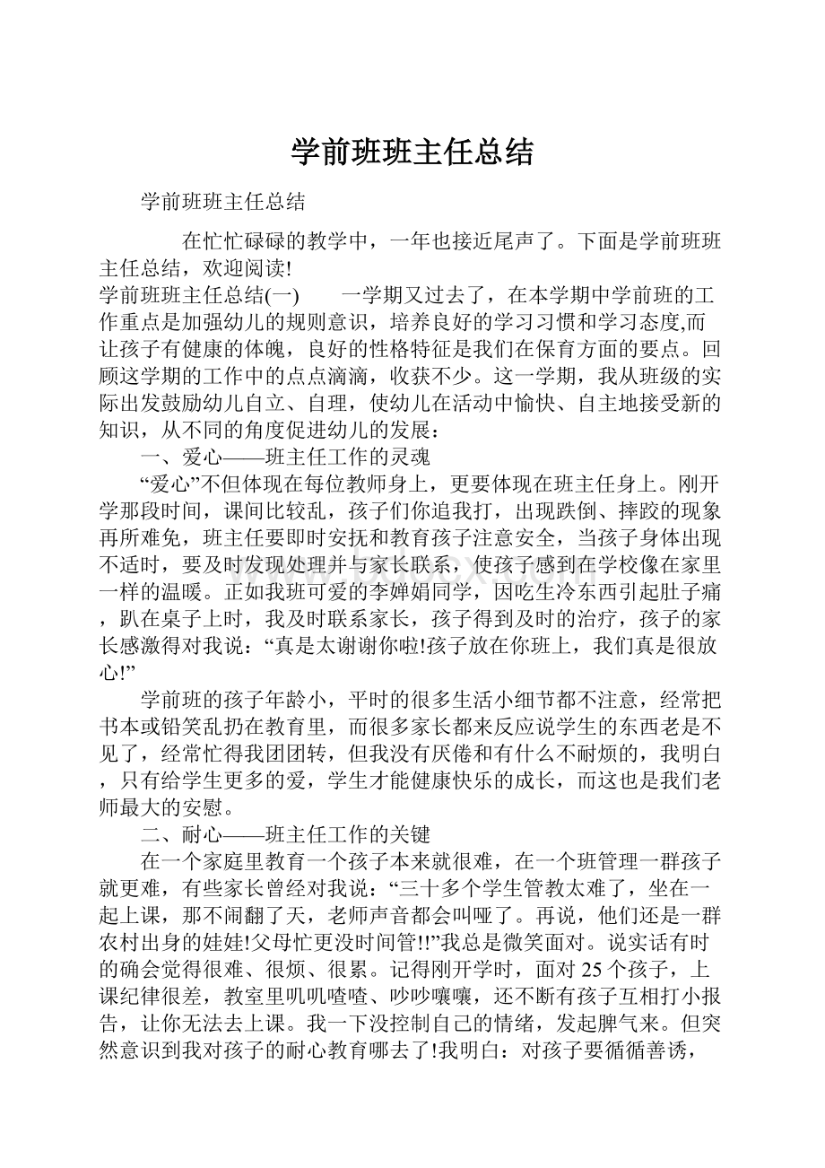 学前班班主任总结.docx