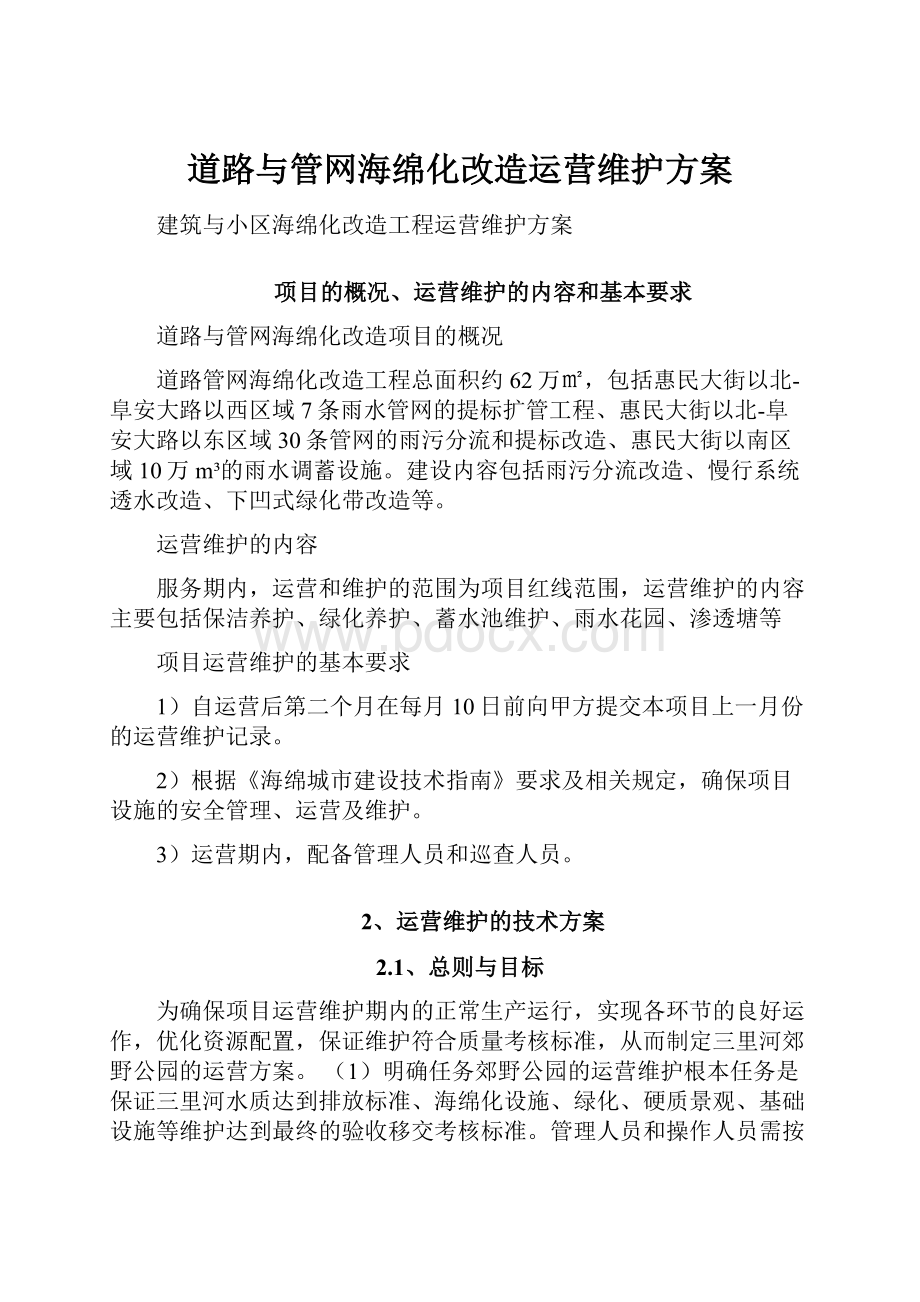 道路与管网海绵化改造运营维护方案.docx