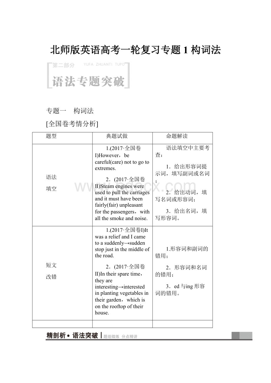 北师版英语高考一轮复习专题1 构词法.docx