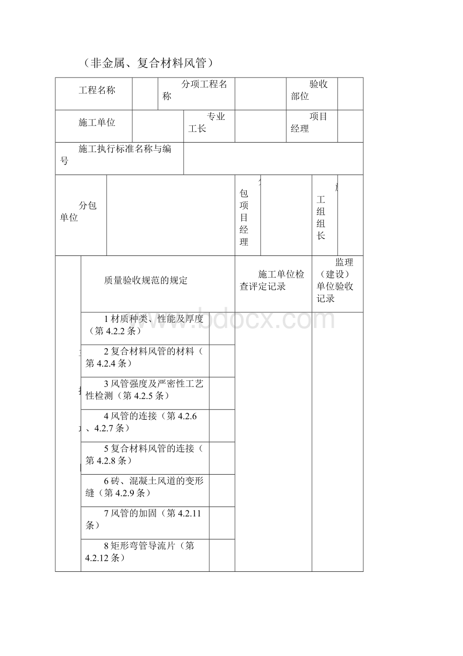 《通风与空调工程施工规范施工规范质量验收规范要求文件》GB50243验收表格.docx_第3页