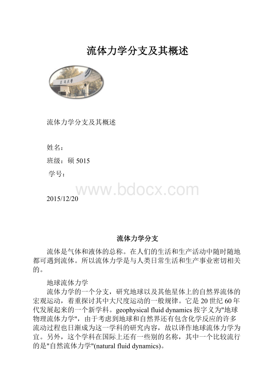 流体力学分支及其概述.docx_第1页