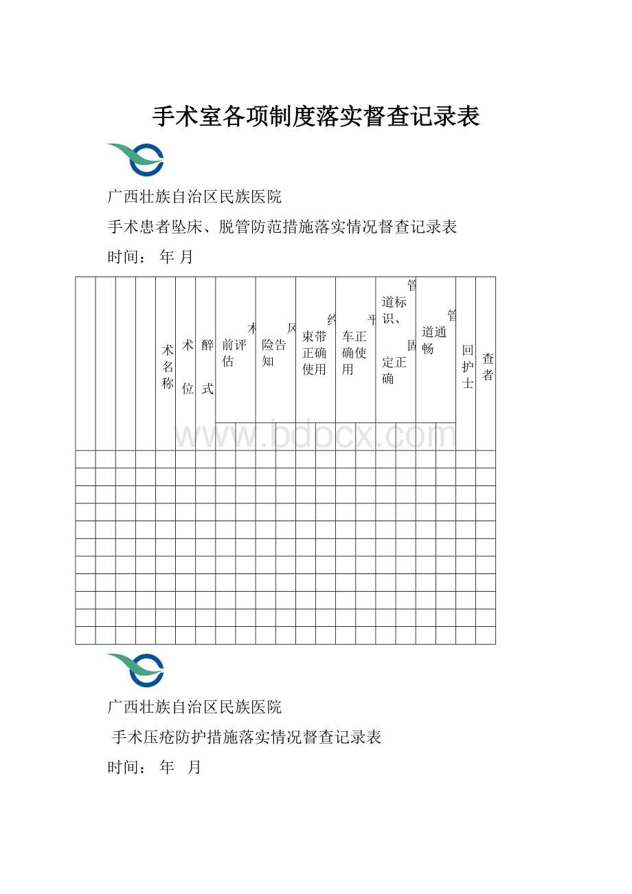 手术室各项制度落实督查记录表.docx_第1页