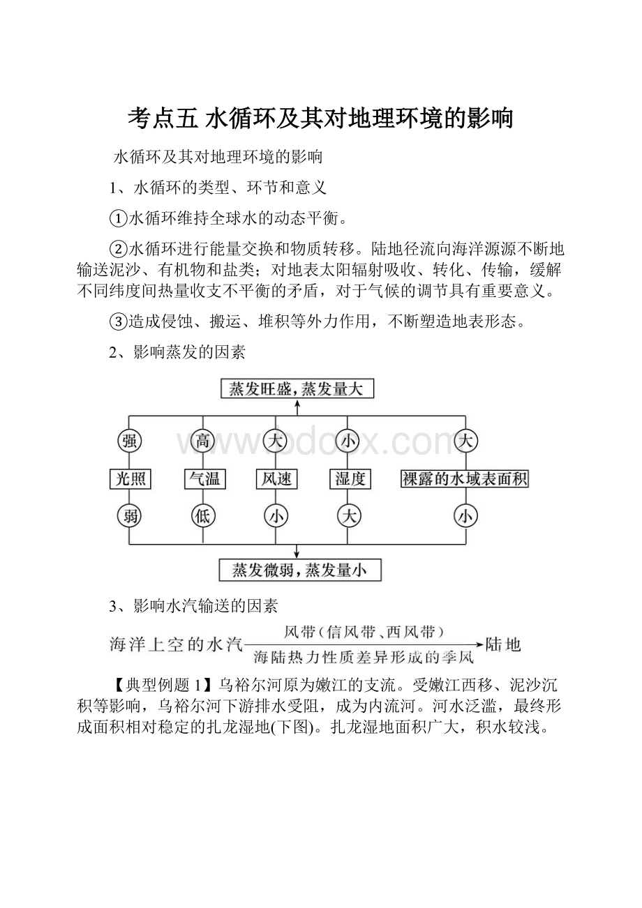 考点五 水循环及其对地理环境的影响.docx_第1页