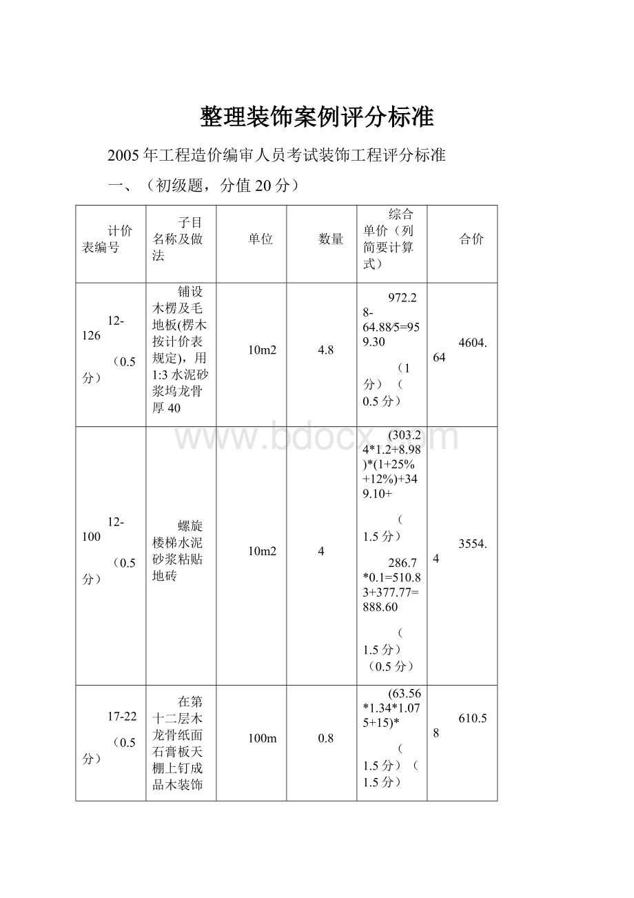 整理装饰案例评分标准.docx