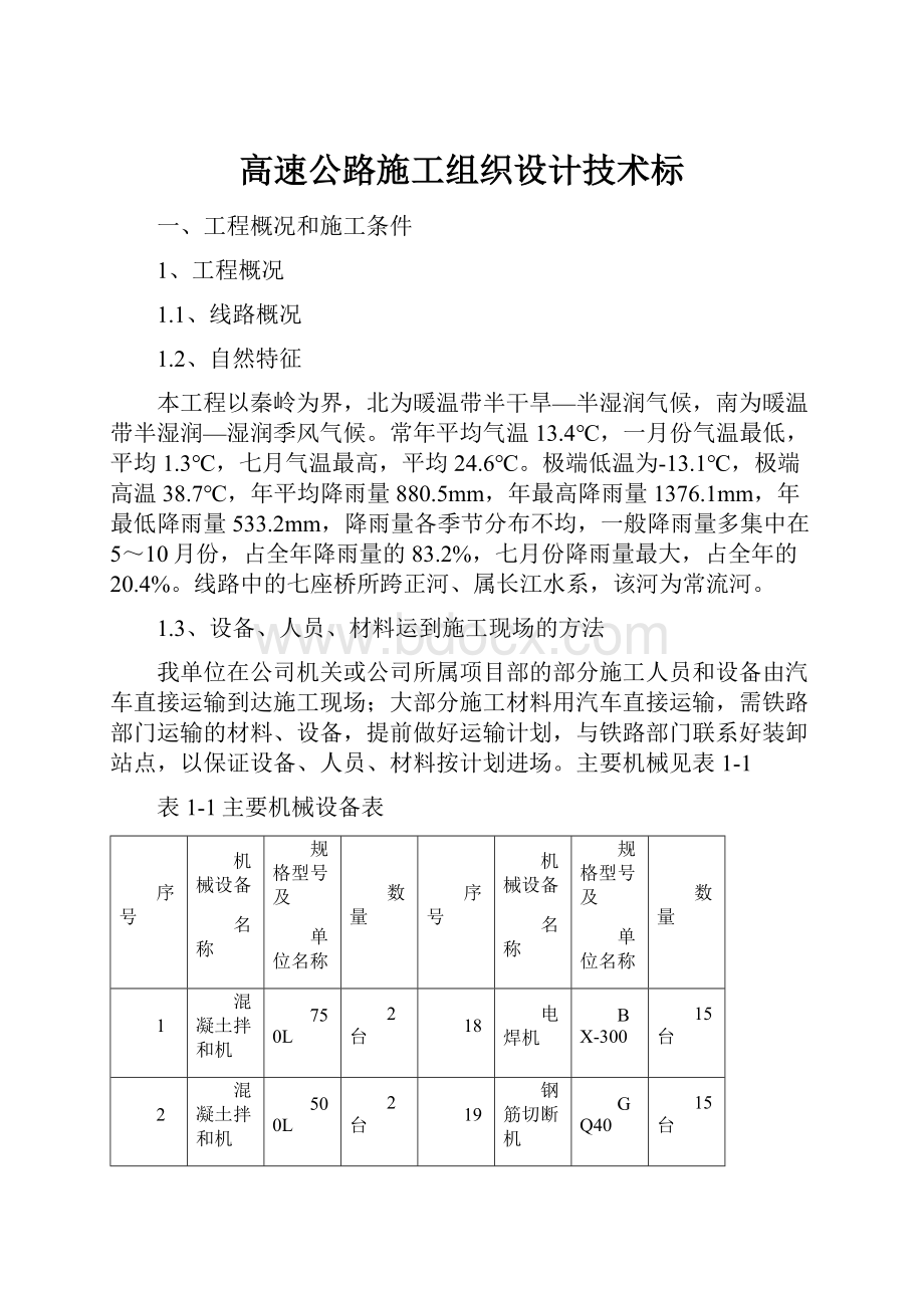 高速公路施工组织设计技术标.docx