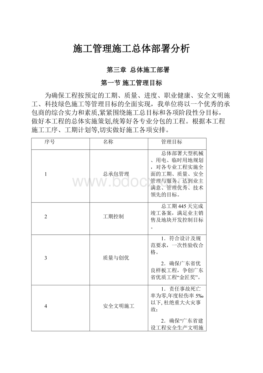 施工管理施工总体部署分析.docx_第1页