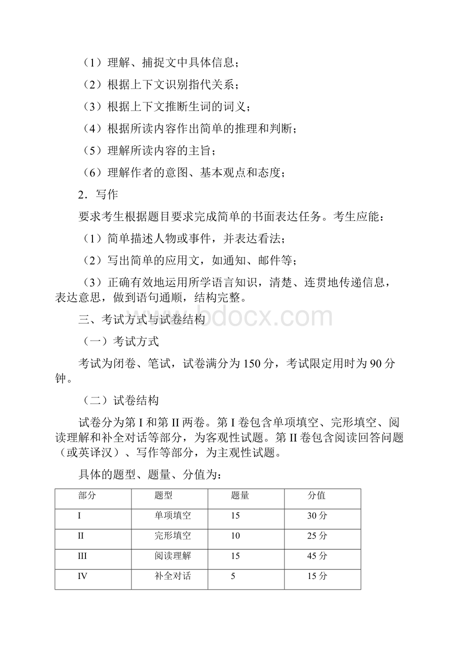 天津春季高考英语考试大纲.docx_第2页