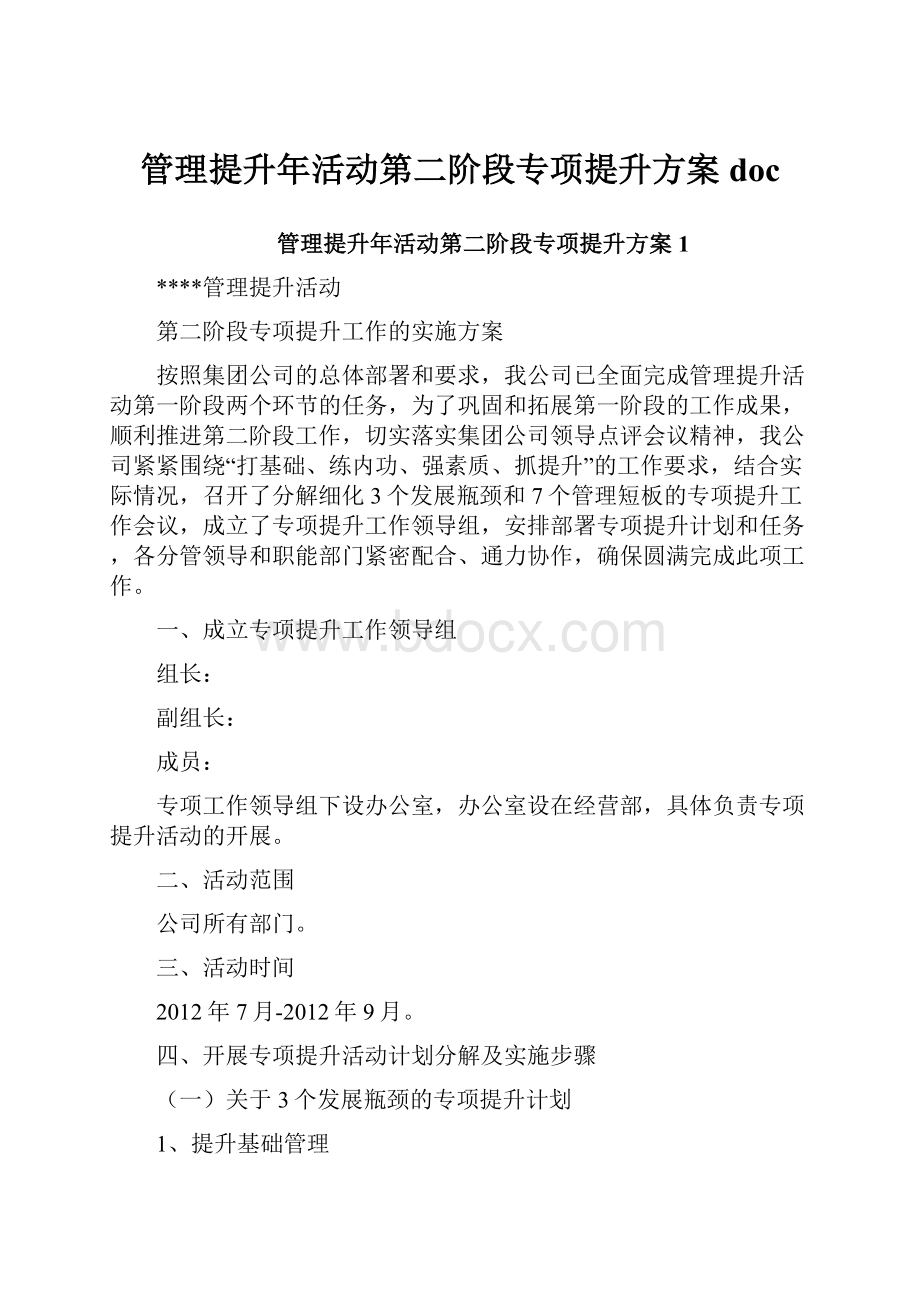 管理提升年活动第二阶段专项提升方案doc.docx