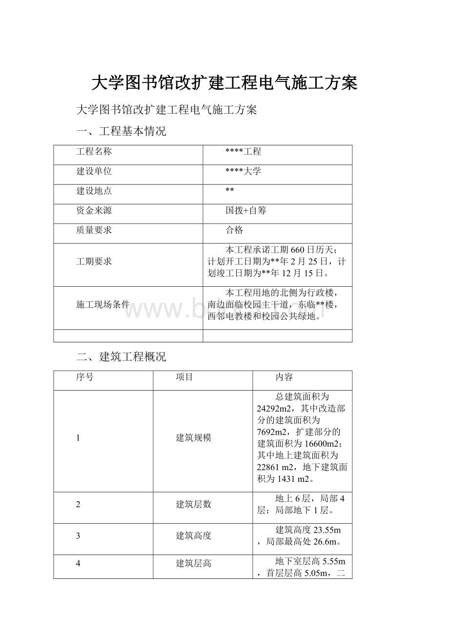 大学图书馆改扩建工程电气施工方案.docx