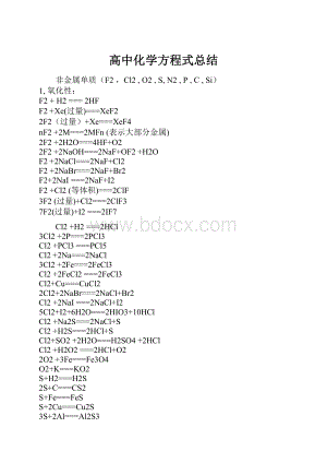 高中化学方程式总结.docx