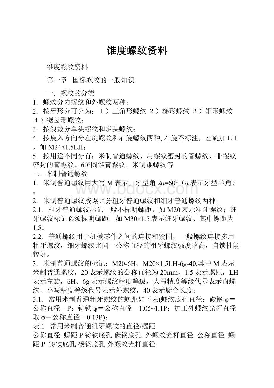 锥度螺纹资料.docx