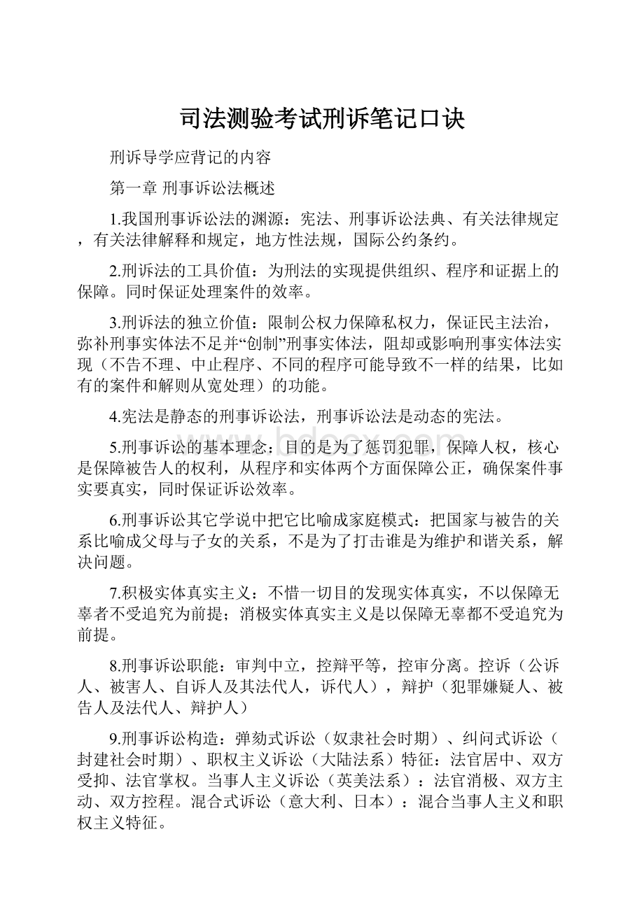 司法测验考试刑诉笔记口诀.docx