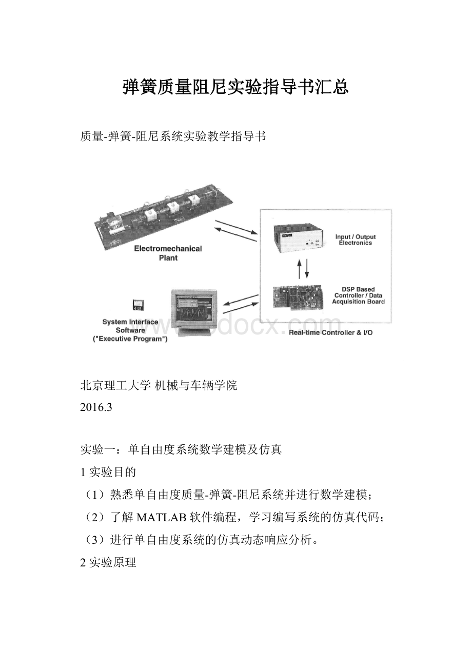 弹簧质量阻尼实验指导书汇总.docx