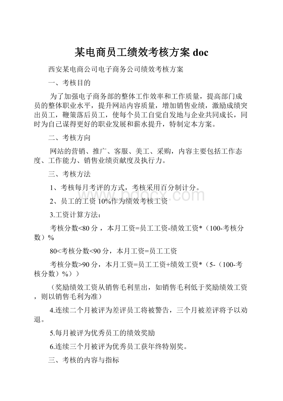 某电商员工绩效考核方案doc.docx