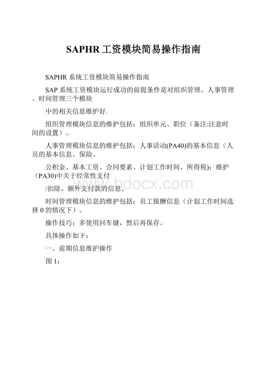 SAPHR工资模块简易操作指南.docx_第1页