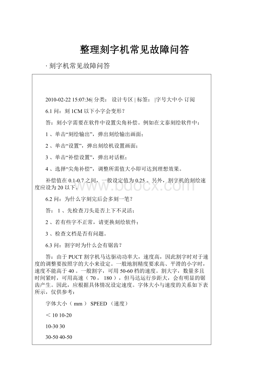 整理刻字机常见故障问答.docx