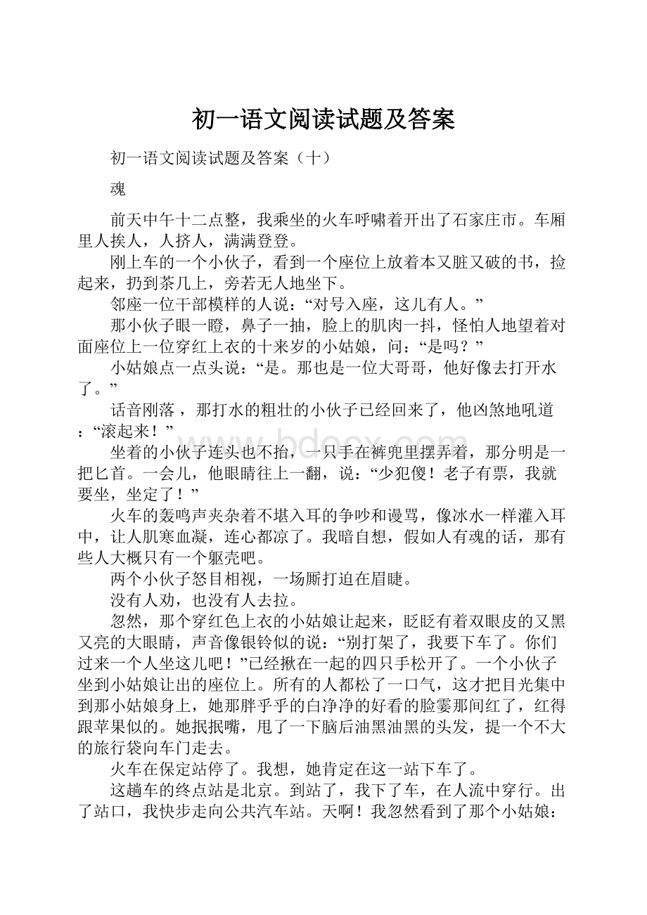 初一语文阅读试题及答案.docx