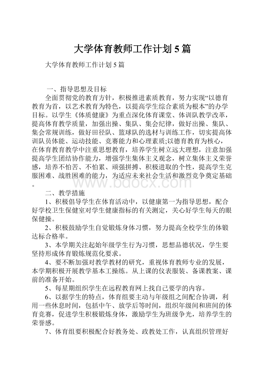 大学体育教师工作计划5篇.docx