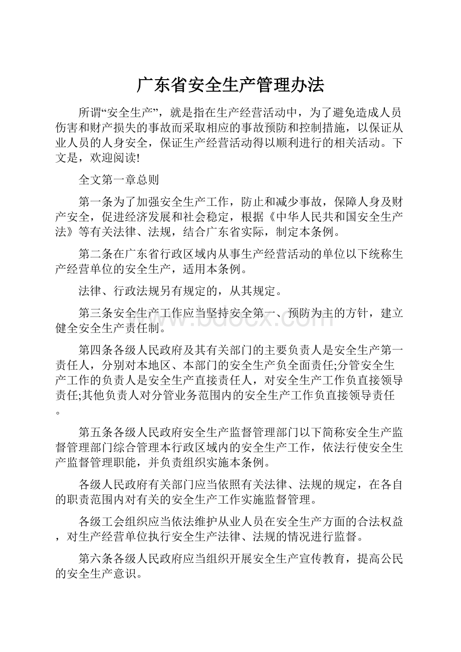 广东省安全生产管理办法.docx