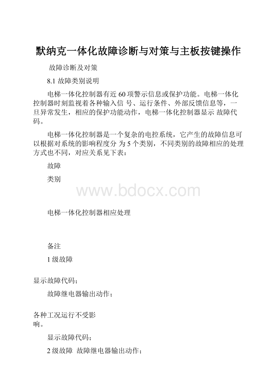 默纳克一体化故障诊断与对策与主板按键操作.docx