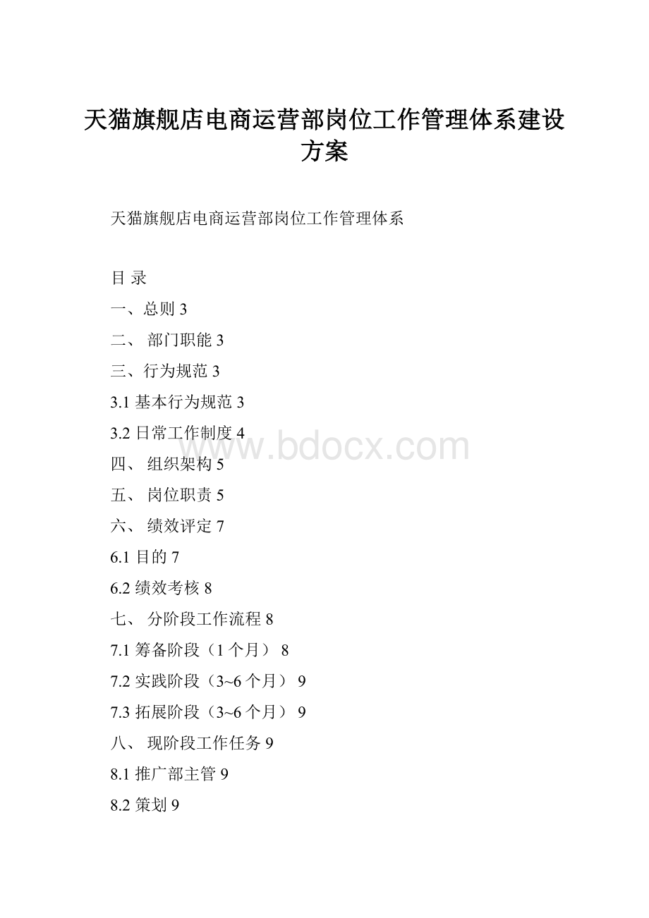 天猫旗舰店电商运营部岗位工作管理体系建设方案.docx_第1页