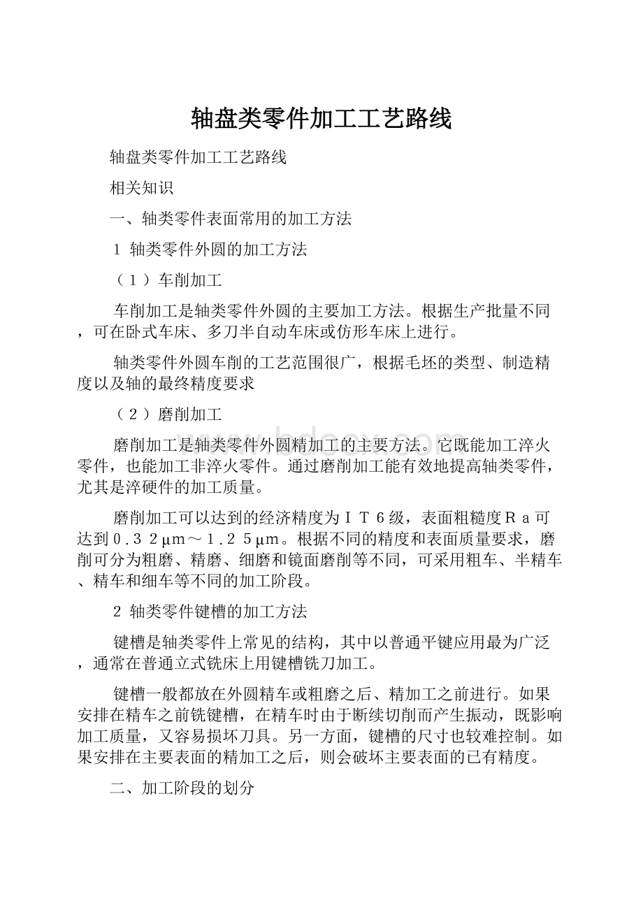 轴盘类零件加工工艺路线.docx