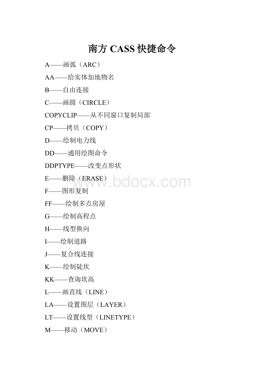 南方CASS快捷命令.docx